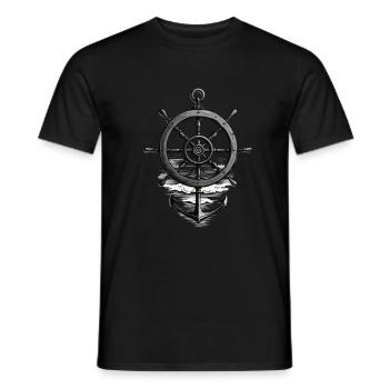 Maritime Seafarer Design with Anchor and Steering Wheel - Men's T-Shirt - black - Front - AI Model Male 178 light (178cm)