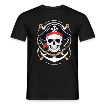 Funny Pirate Outfit Jolly Roger Design - Men's T-Shirt - black - Front - AI Model Male 178 light (178cm)