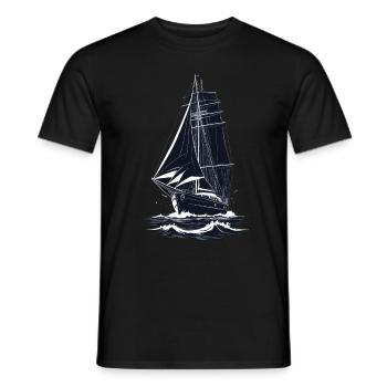 Maritime Adventure Sailing Ship Illustration - Men's T-Shirt - black - Front - AI Model Male 178 light (178cm)