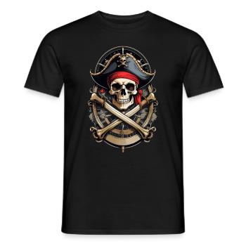 Pirate Flags Skull Jolly Roger Pirate Costume - Men's T-Shirt - black - Front - AI Model Male 178 light (178cm)