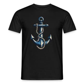 Vintage Anker Design Hobby Fischer Seefahrer - Männer T-Shirt - Schwarz - Vorne - AI Model Male 178 light (178cm)