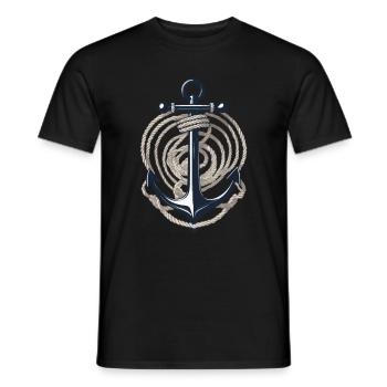 Vintage Anchor Design Hobby Fisherman Seafarer - Men's T-Shirt - black - Front - AI Model Male 178 light (178cm)