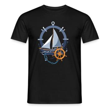 Maritime sailing adventure motif - Men's T-Shirt - black - Front - AI Model Male 178 light (178cm)