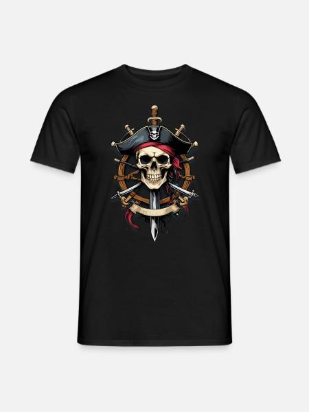 Piratenflaggen Skull Jolly Roger Pirat Kostüm - Männer T-Shirt - Schwarz