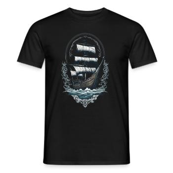 Aventure en voilier historique en haute mer - T-shirt homme - noir - Devant - AI Model Male 178 light (178cm)