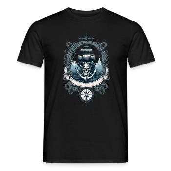 Piraten Abenteuer Segelschiff Totenkopf - Männer T-Shirt - Schwarz - Vorne - AI Model Male 178 light (178cm)
