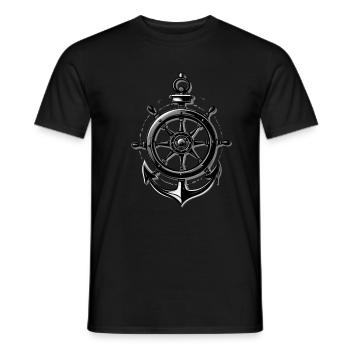 Maritime steering wheel and anchor design - Men's T-Shirt - black - Front - AI Model Male 178 light (178cm)