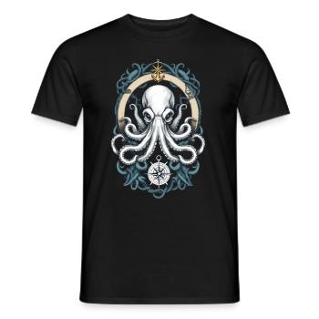 Krake Seeungeheuer Fischer Kapitän Segelboot - Männer T-Shirt - Schwarz - Vorne - AI Model Male 178 light (178cm)