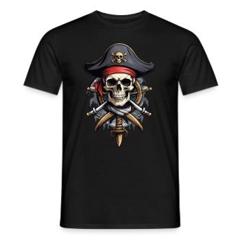 Pirate Flags Skull Jolly Roger Pirate Costume - Men's T-Shirt - black - Front - AI Model Male 178 light (178cm)
