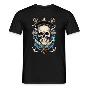 Pirate Costume Design Pirate Flag Jolly Roger - Men's T-Shirt - black - Front - AI Model Male 178 light (178cm)