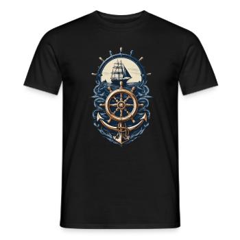 Nautical Adventure Sailing Ship Compass - Men's T-Shirt - black - Front - AI Model Male 178 light (178cm)