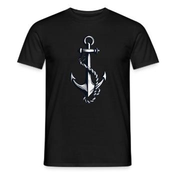 Vintage Anchor Design Hobby Fisherman Seafarer - Men's T-Shirt - black - Front - AI Model Male 178 light (178cm)