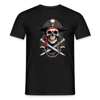 Pirate Costume Design Pirate Flag Jolly Roger - Men's T-Shirt - black - Front - AI Model Male 178 light (178cm)