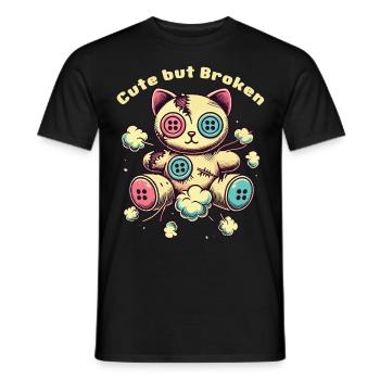 Mental Psychopath Cute But Broken Cat - Men's T-Shirt - black - Front - AI Model Male 178 light (178cm)