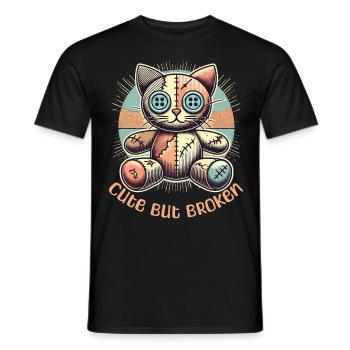 Mental Psychopath Cute But Broken Cat - Men's T-Shirt - black - Front - AI Model Male 178 light (178cm)