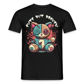 Mental Psychopath Cute But Broken Cat - Men's T-Shirt - black - Front - AI Model Male 178 light (178cm)