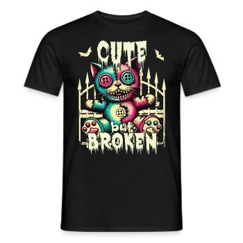 Mental Psychopath - Cute But Broken Cat - Men's T-Shirt - black - Front - AI Model Male 178 light (178cm)