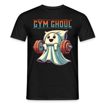 Gym Ghoul Funny Fitness Ghost Illustration - Men's T-Shirt - black - Front - AI Model Male 178 light (178cm)