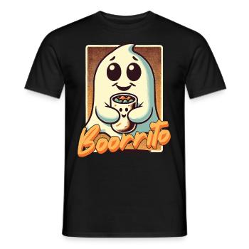 Cute Ghost Boorrito Hugs Burrito - Men's T-Shirt - black - Front - AI Model Male 178 light (178cm)