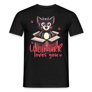 Lycipurr Loves You Cat Illustration - Men's T-Shirt - black - Front - AI Model Male 178 light (178cm)