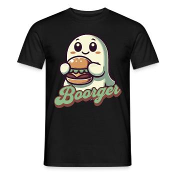 Ghost Boorger Hamburger Freund - Men's T-Shirt - black - Front - AI Model Male 178 light (178cm)