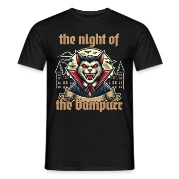 Vampire Cat Night of the Steamer - Men's T-Shirt - black - Front - AI Model Male 178 light (178cm)