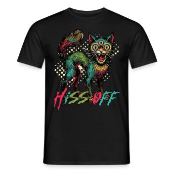 Psychedelische Katze Hiss Off Design - Männer T-Shirt - Schwarz - Vorne - AI Model Male 178 light (178cm)