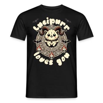 Lucipurr Loves You Magical Cat Motif - Men's T-Shirt - black - Front - AI Model Male 178 light (178cm)