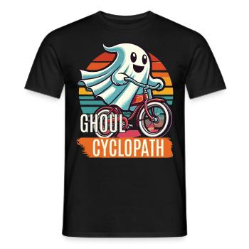 Bicycle riding ghost friend - Men's T-Shirt - black - Front - AI Model Male 178 light (178cm)