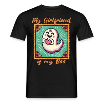 My girlfriend is my boo ghost love - Men's T-Shirt - black - Front - AI Model Male 178 light (178cm)