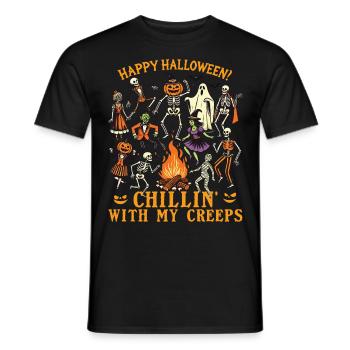 Funny HaHalloween Fun With Chillin' Creeps - Men's T-Shirt - black - Front - AI Model Male 178 light (178cm)