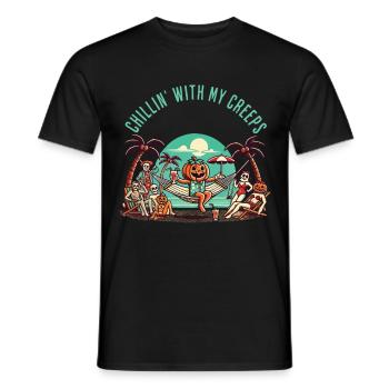Chillin' With My Creeps Pumpkin - Men's T-Shirt - black - Front - AI Model Male 178 light (178cm)