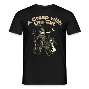 Effrayant avec le chat Halloween Fun - T-shirt homme - noir - Devant - AI Model Male 178 light (178cm)
