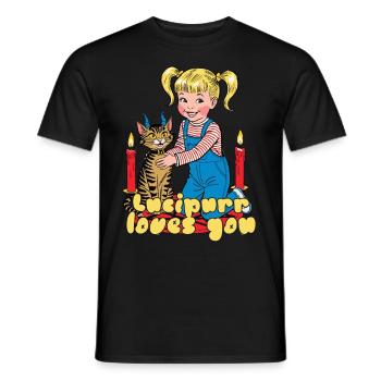 Lucipurr Loves You Candles Cat - Men's T-Shirt - black - Front - AI Model Male 178 light (178cm)