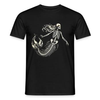 Skeleton Mermaid Mystical Fantasy Art - Men's T-Shirt - black - Front - AI Model Male 178 light (178cm)