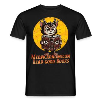 Meowcronicon Read Good Books Cat - Men's T-Shirt - black - Front - AI Model Male 178 light (178cm)