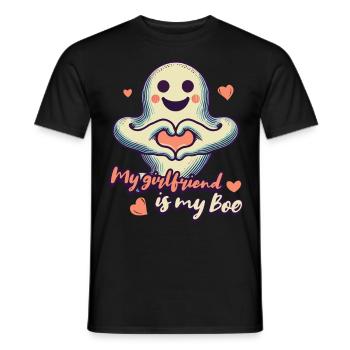 My girlfriend is my boo ghost love - Men's T-Shirt - black - Front - AI Model Male 178 light (178cm)