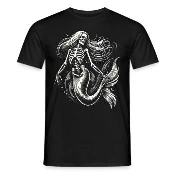 Skeleton Mermaid Mystic Ocean Art - Men's T-Shirt - black - Front - AI Model Male 178 light (178cm)