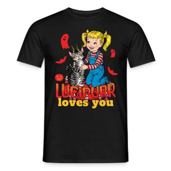 Lucipurr Loves You Sweet Halloween - Men's T-Shirt - black - Front - AI Model Male 178 light (178cm)