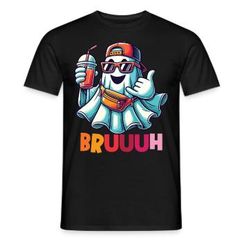 Ghost with Broth Attitude for Cool Ghosts - Men's T-Shirt - black - Front - AI Model Male 178 light (178cm)