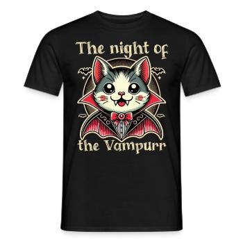 Kawaii Vampire Cat Night Of The Vampire - Men's T-Shirt - black - Front - AI Model Male 178 light (178cm)