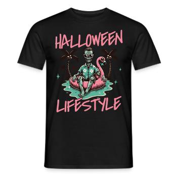 Halloween Lifestyle Cool Zombie Pool Party - Men's T-Shirt - black - Front - AI Model Male 178 light (178cm)