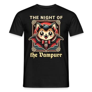 Kawaii Vampire Cat The Night Of The Vampire - Men's T-Shirt - black - Front - AI Model Male 178 light (178cm)