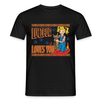 Lucifur vous aime amis les chats - T-shirt homme - noir - Devant - AI Model Male 178 light (178cm)