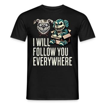 Je te suis partout chien et poupée effrayants - T-shirt homme - noir - Devant - AI Model Male 178 light (178cm)
