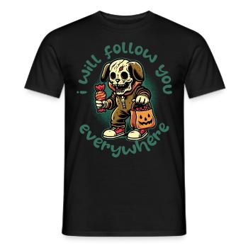 Effrayant Halloween squelette chien harceleur - T-shirt homme - noir - Devant - AI Model Male 178 light (178cm)