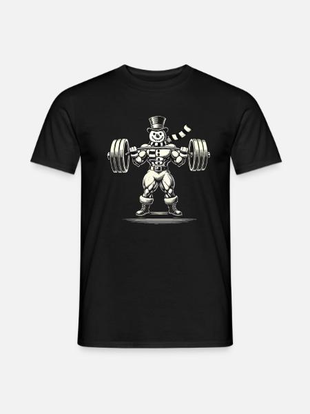Strong snowman with weightlifting - Men's T-Shirt - black