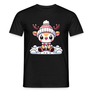 Noël mignon renne - T-shirt homme - noir - Devant - AI Model Male 178 light (178cm)