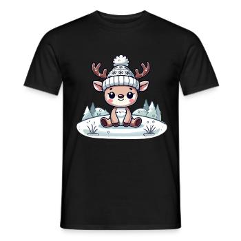 Mignon renne dans la neige Noël - T-shirt homme - noir - Devant - AI Model Male 178 light (178cm)