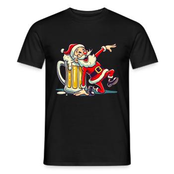 Fröhlicher Weihnachtsmann Mit Bierkrug - Männer T-Shirt - Schwarz - Vorne - AI Model Male 178 light (178cm)